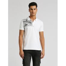 Pepe Jeans White Ed Graphic Printed Polo T-Shirt