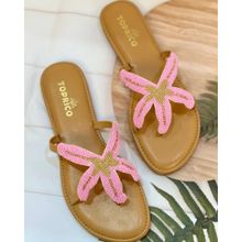 Toprico Starfish Beads Embroidered Pink Flats