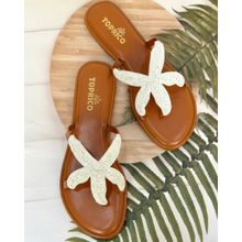 Toprico Starfish Beads Embroidered White Flats