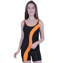 Cukoo Padded Black with Neon Orange Serpentine Stripe Single Piece Swimsuit