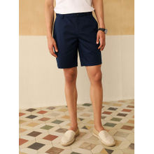Andamen Regular Fit Men Navy Blue Solid Cotton Lyocell Twill Shorts