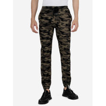 Greenfibre Mens Olive Camo 100% Cotton Slim Fit Printed Track Pant