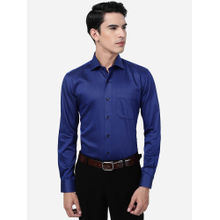 Metal Mens Blue 100% Cotton Slim Fit Solid Formal Shirt