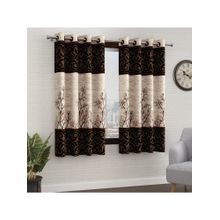 Story@Home Cream & Brown Abstract 2 Pc Window Curtain 5 Feet (Pack of 2)