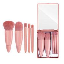 Kazarmaa Set Of 5 Foundation Makeup Brushes With Mirror - Pink