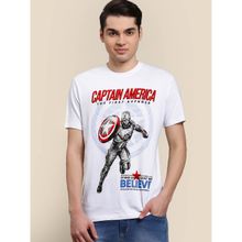 Free Authority Men Captain America Half Sleeve White T-Shirt