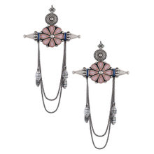 Tribe Amrapali Pink Enamel Chandrika Flower Earrings