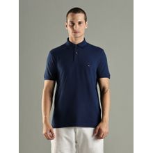 Tommy Hilfiger Solid Regular Fit Cotton Navy Blue Polo T-Shirt