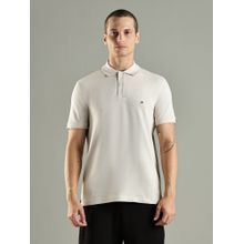 Tommy Hilfiger Solid Regular Fit Cotton Beige Polo T-Shirt