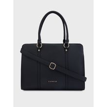Caprese Sienna Solid Black Faux Leather Large Laptop Bag