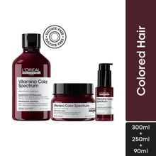 L'Oreal Professionnel Vitamino Color Spectrum Shampoo, Hair Mask & Glass Shine Serum Combo