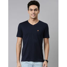 Dixcy Scott Maximus Mens Anti Microbial Finish V-neck Short Sleeve Solid T-shirt Navy Blue