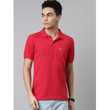 Dixcy Scott Maximus Mens Anti Microbial Finish Polo Neck Short Sleeves Solid T-shirt Red