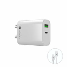 Portronics Adaptor 44 Fast Charging 20W Mobile Charger with Dual Output (USB + PD) White