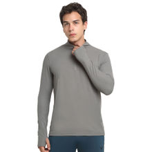 INVINCIBLE Grey Mens Quarter Zip T-Shirt