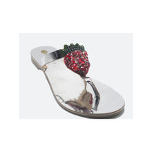 Perca Embellished Strawberry Silver Flats