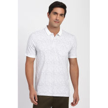 Peter England Men White Print Polo Neck T-Shirt