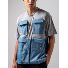 RISING AMONG Denim Utility Pocket T-Shirt