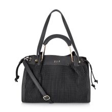 ELLE Black Solid Satchel Handbag