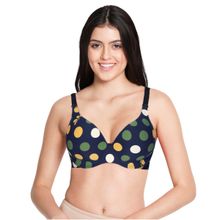 Shyaway FullCoverage Underwired Dotted Print Everyday T-shirt Padded Bra- Blue