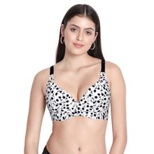 Shyaway FullCoverage Underwired Floral Print Everyday T-shirt Padded Bra- White, Black