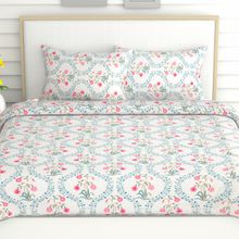 Haus & Kinder Pink Blossoms 186 Tc 100 % Cotton Double Bedsheet-Pink