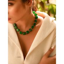 Kastiya Jewels Beaded Green Quartz Semi Precious Gemstone Necklace