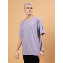 RIGO Men Light Purple Jersey Oversized Printed T-shirt