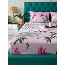 Urban Space Cotton Fitted Bedsheet Double Bed with 2 Pillow Covers(Bloom ray Pink)