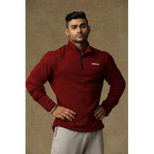 Athlisis Men Maroon High Neck Dri-Fit Applique Slim Fit T-Shirt