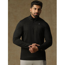 Athlisis Men Black High Neck Dri-Fit Pockets Slim Fit T-Shirt