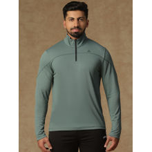 Athlisis Men Grey High Neck Dri-Fit Pockets Slim Fit T-Shirt