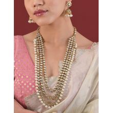 Designbox White Pearls Layered Kundan Jewellery Set
