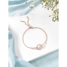 Peora Rose Gold Plated CZ Studded Adjustable Bracelet Fashion Jewellery