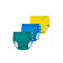 Chinmay Kids Yellow, Blue & Teal Reusable Swimwear Diaper Pants for Unisex (Set of 3)