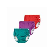 Chinmay Kids Red, Purple & Teal Reusable Swimwear Diaper Pants for Unisex (Set of 3)