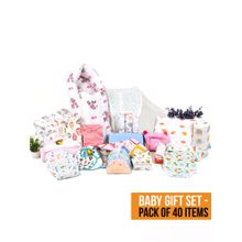 Moms Home New Born Baby Organic Cotton Essentials Gift Set - 40 Items