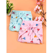 Moms Home Blue & Pink Printed Cotton Cushioned Nappies (Pack of 2) (Pack of 2)