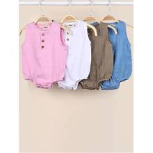 Moms Home Organic Cotton Baby Onesie Pink, White, Brown & Blue (Pack of 4) (Pack of 4)
