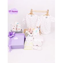 Moms Home New Born Baby Shower Essential Clothes Gift Hamper Multi-Color (Set of 17) (Set of 17)
