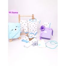 Moms Home New Born Clothes Baby Gift Hamper for Boys Blue (Set of 14) (Set of 14)