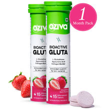 OZiva Bioactive Gluta Fizzy (L-Glutathione), Reduce Cellular Damage on Skin - Strawberry (Pack of 2)