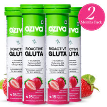 OZiva Bioactive Gluta Fizzy (L-Glutathione), Reduce Cellular Damage on Skin - Strawberry (Pack of 4)