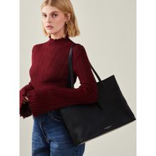 Accessorize London Women's Black Large Faux Leather Tote Bag (L)