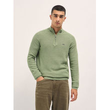 THE BEAR HOUSE Mens Regular Fit Green Cotton Blend Casual Sweatshirt