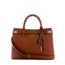 Guess Cognac Solid Gregoria Large Satchel Bag with Detachable Strap