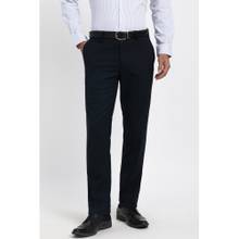 Peter England Men Navy Blue Solid Formal Trousers