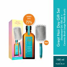 Moroccanoil Great Hair Day Set (Treatment + Ceramic Brush Large Paddle)