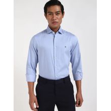 Tommy Hilfiger Blue Solid Slim Fit Tencel Shirt