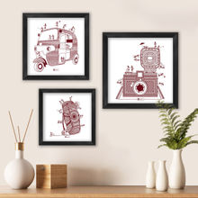 Indigifts Warli Art Wall Decor Lover Artistic Print Poster Frames Set of 3